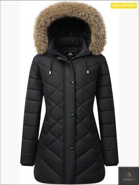 Long Winter Coat Windproof Thickened Fleece Lined Down Jacket Puffer Outerwear